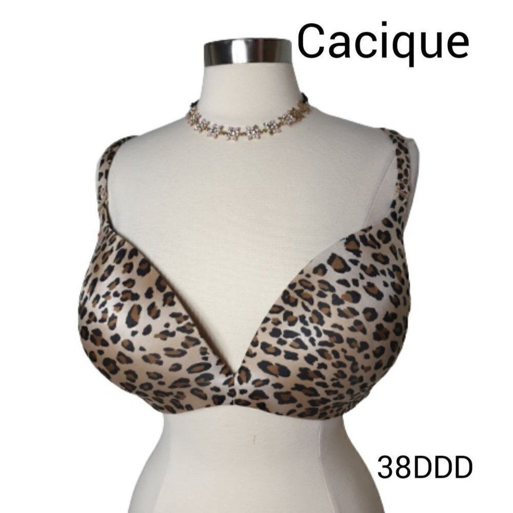 Cacique 38DDD Bra Perfect Shape Lightly Lined Plunge Underwire Convertible 38F